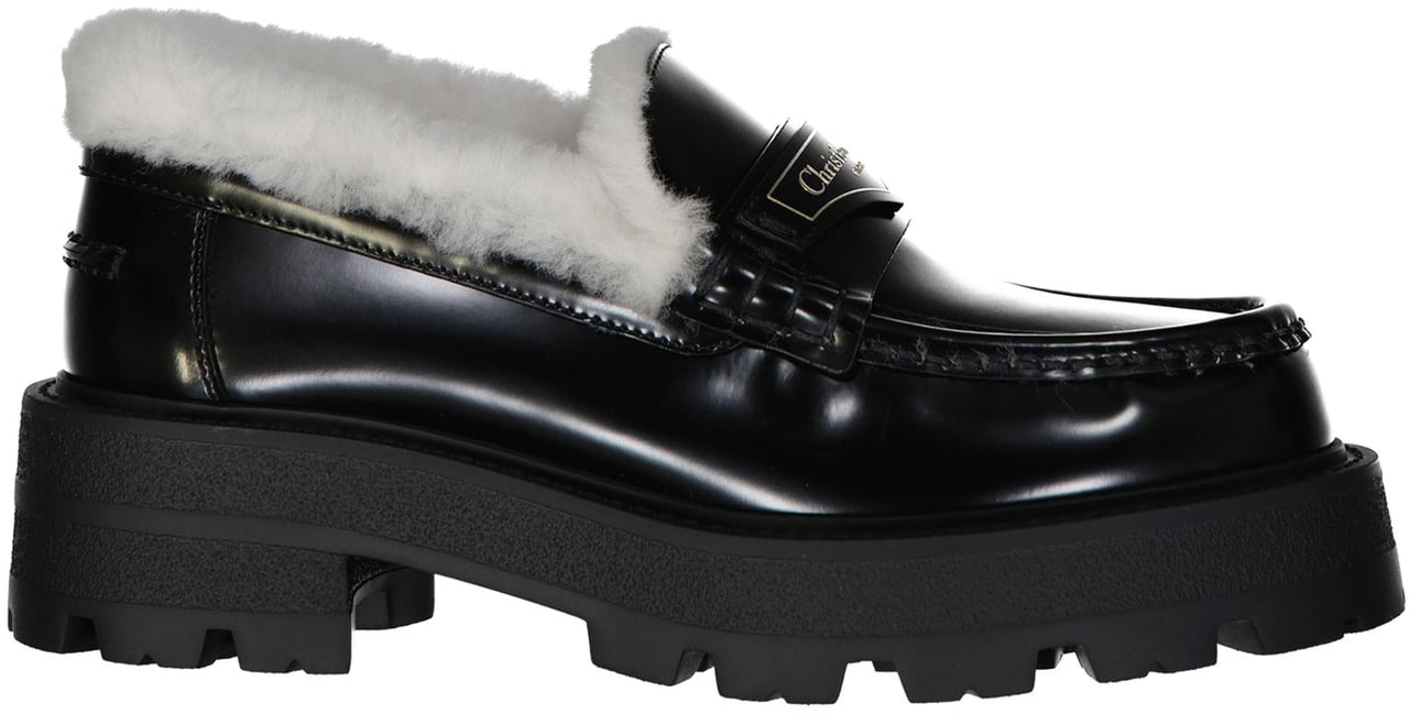 Dior Dior Leather Logo Loafers Zwart