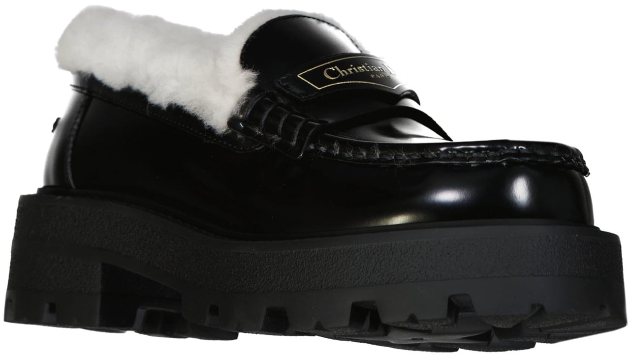 Dior Dior Leather Logo Loafers Zwart