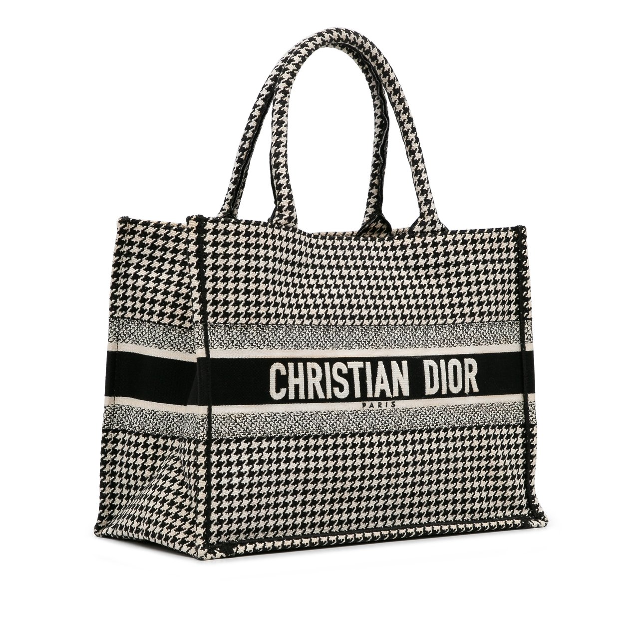 Dior Medium Houndstooth Book Tote Zwart