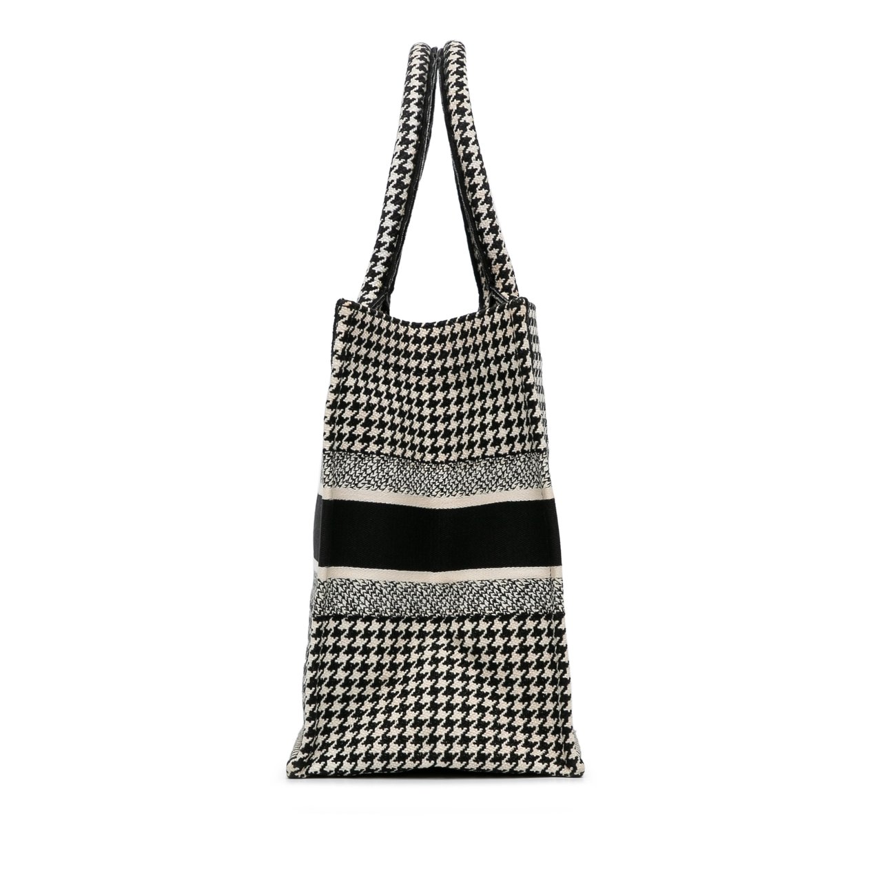 Dior Medium Houndstooth Book Tote Zwart