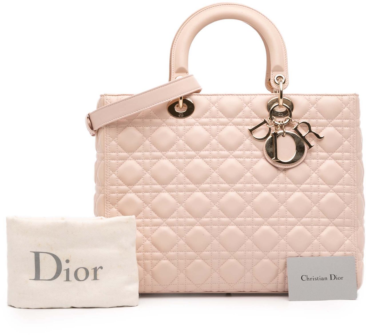 Dior Large Lambskin Cannage Lady Dior Roze