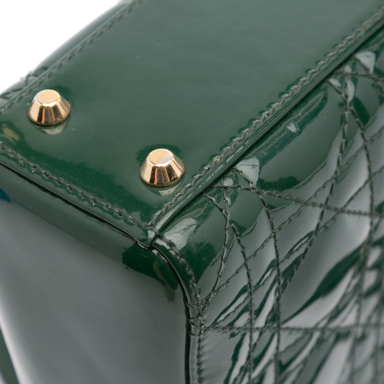 Dior Mini Patent Cannage Lady Dior Groen