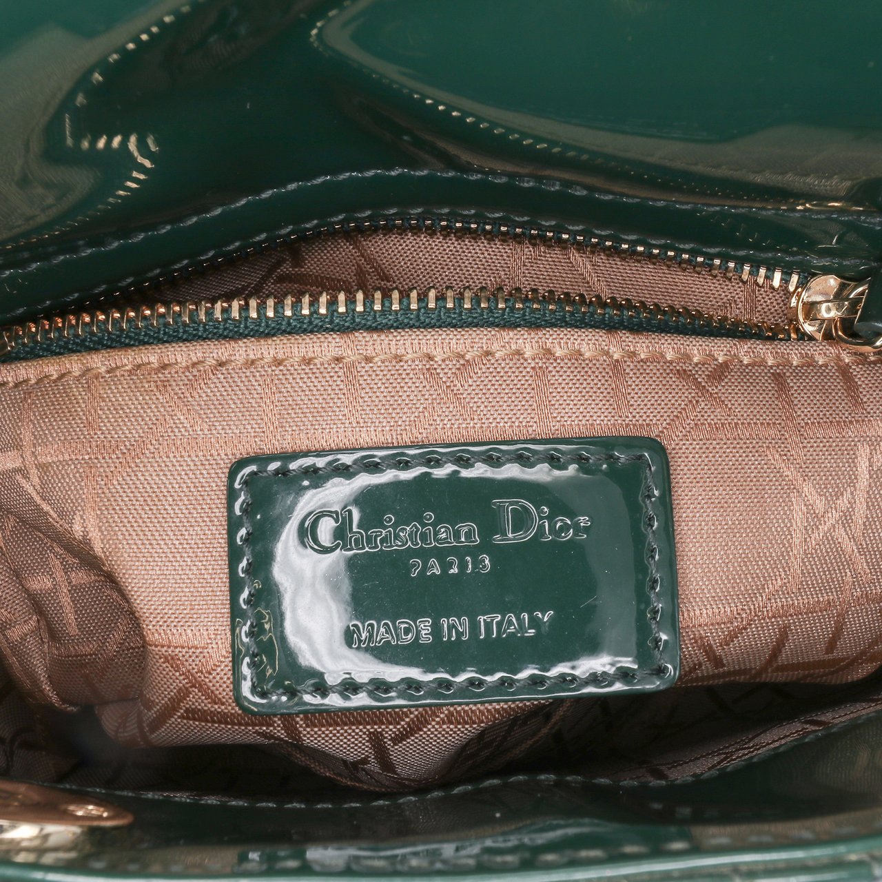 Dior Mini Patent Cannage Lady Dior Groen