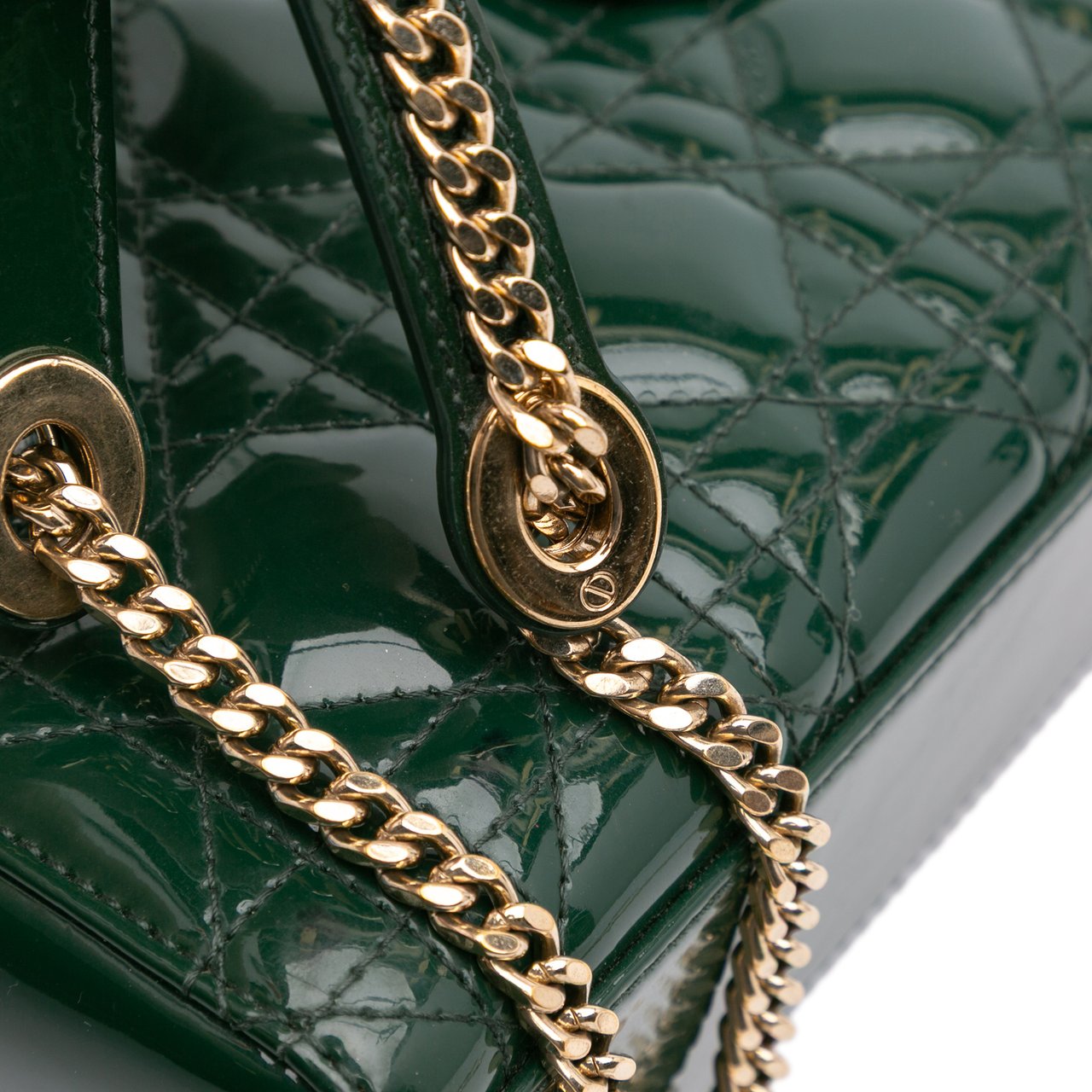 Dior Mini Patent Cannage Lady Dior Groen