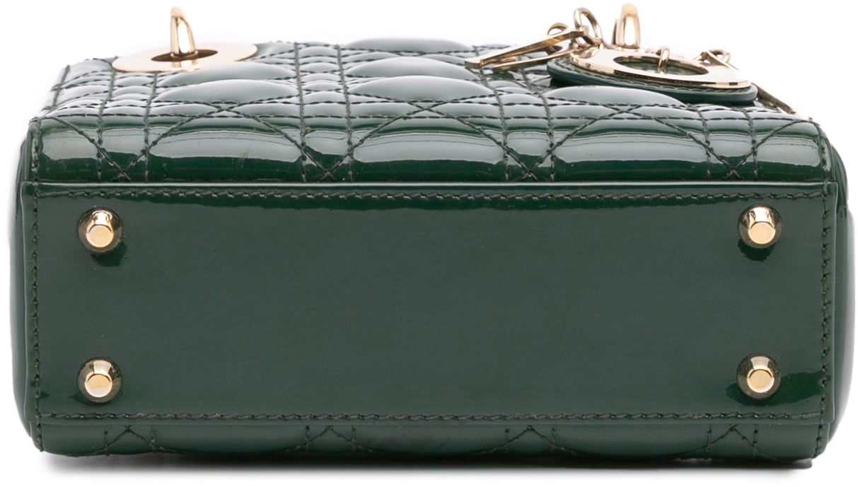 Dior Mini Patent Cannage Lady Dior Groen