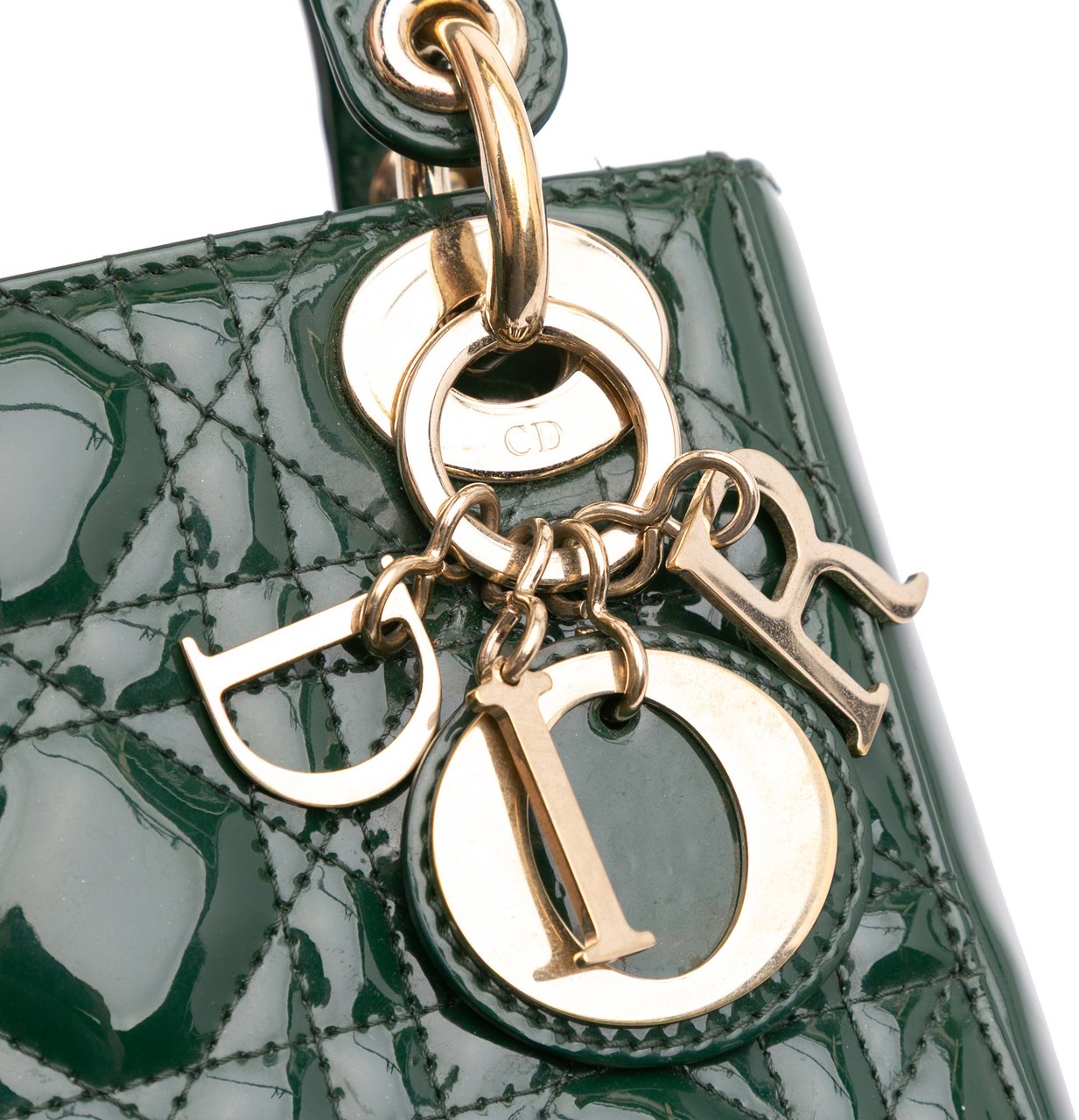 Dior Mini Patent Cannage Lady Dior Groen