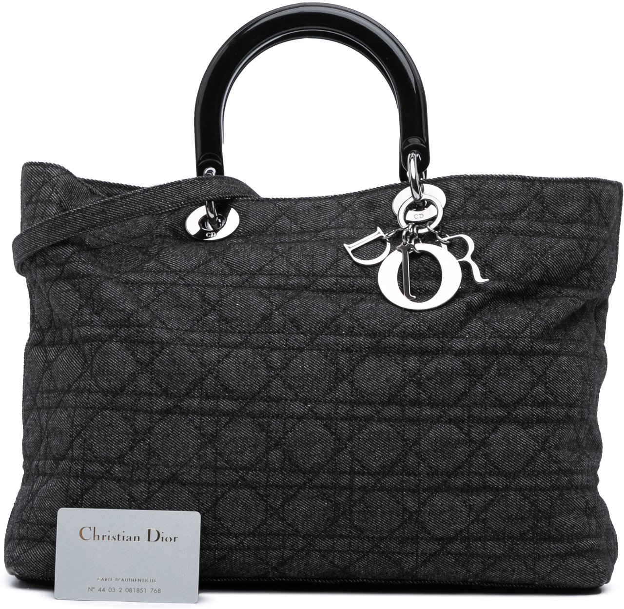 Dior Extra Large Denim Cannage Lady Dior Zwart