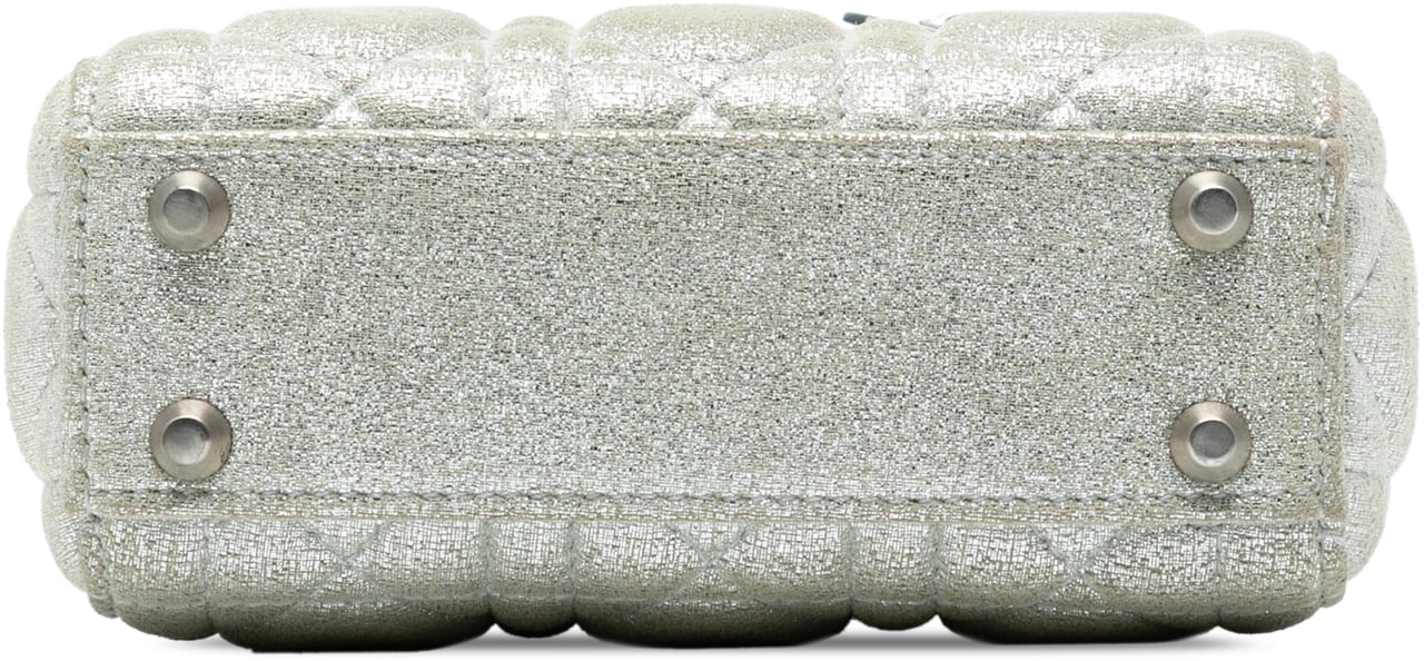Dior Micro Metallic Calfskin Cannage Lady Dior Zilver