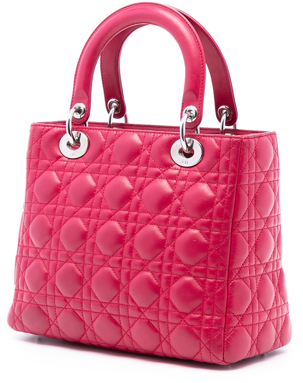 Dior Medium Lambskin Cannage Pearl Lady Dior Rood