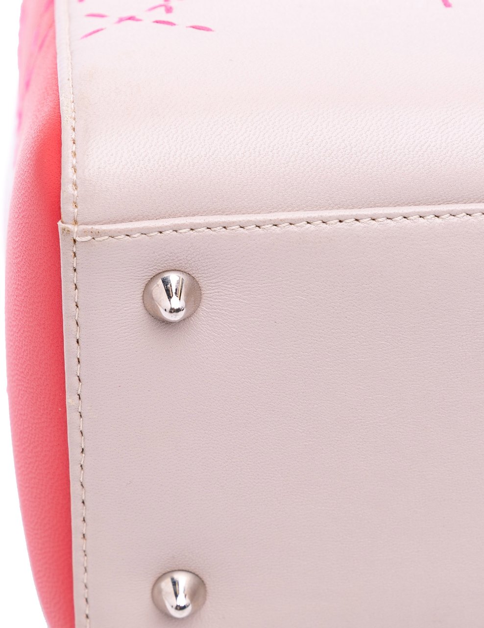Dior Medium Tricolor Lambskin Macrocannage Stitched Lady Dior Roze