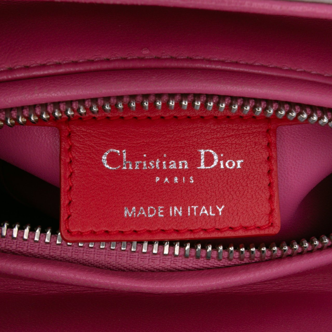 Dior Medium Tricolor Lambskin Macrocannage Stitched Lady Dior Roze