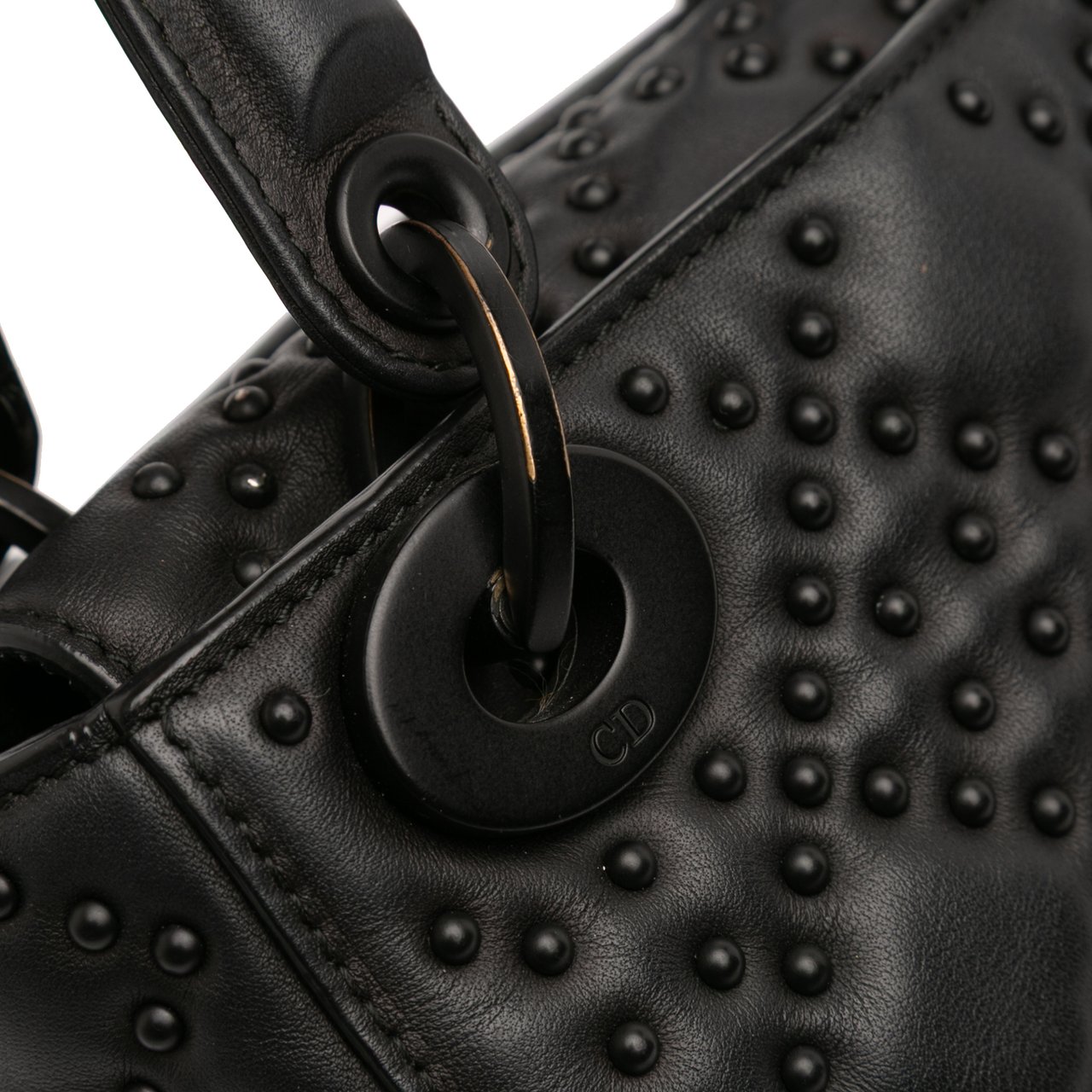Dior Mini Ultra Matte Calfskin Cannage Studded Supple Lady Dior Zwart