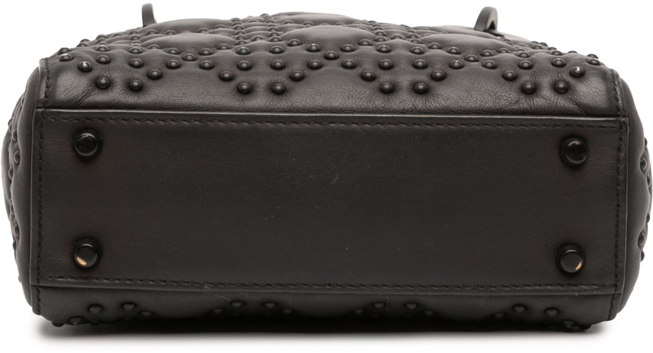 Dior Mini Ultra Matte Calfskin Cannage Studded Supple Lady Dior Zwart
