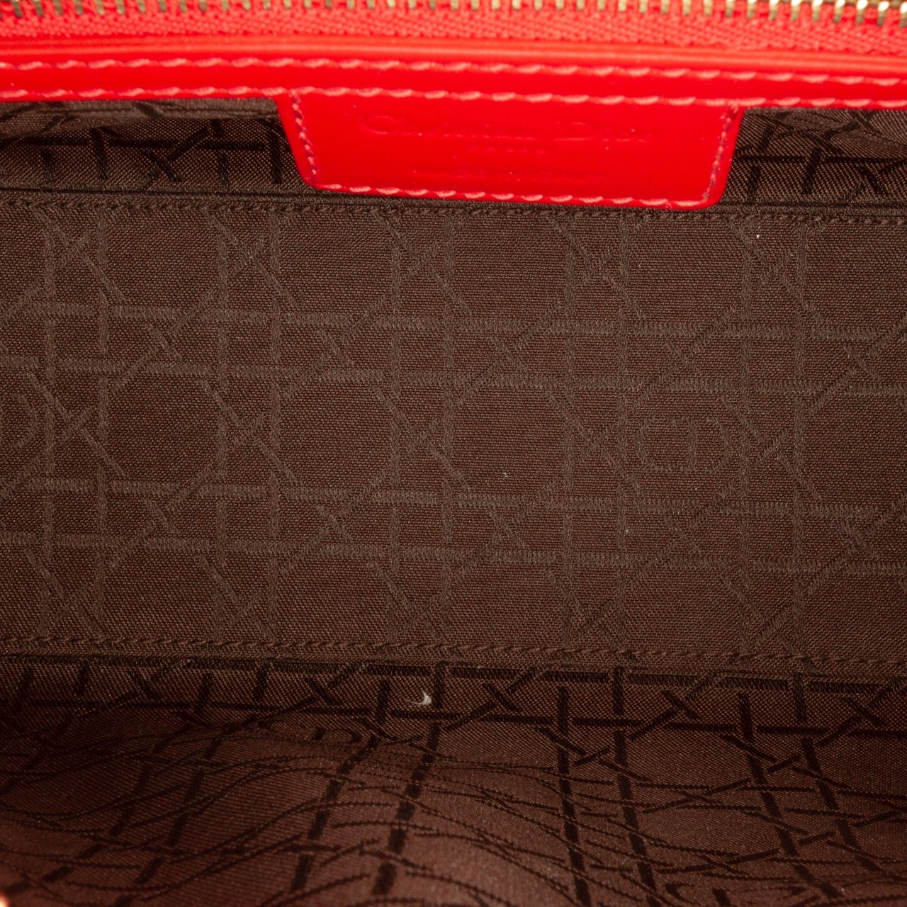 Dior Medium Patent Cannage Lady Dior Rood