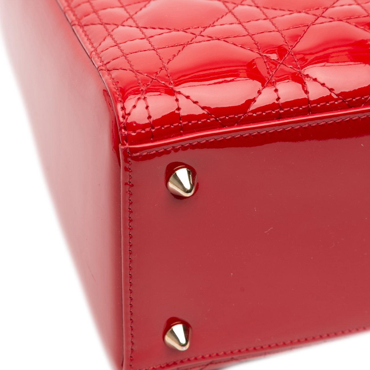 Dior Medium Patent Cannage Lady Dior Rood