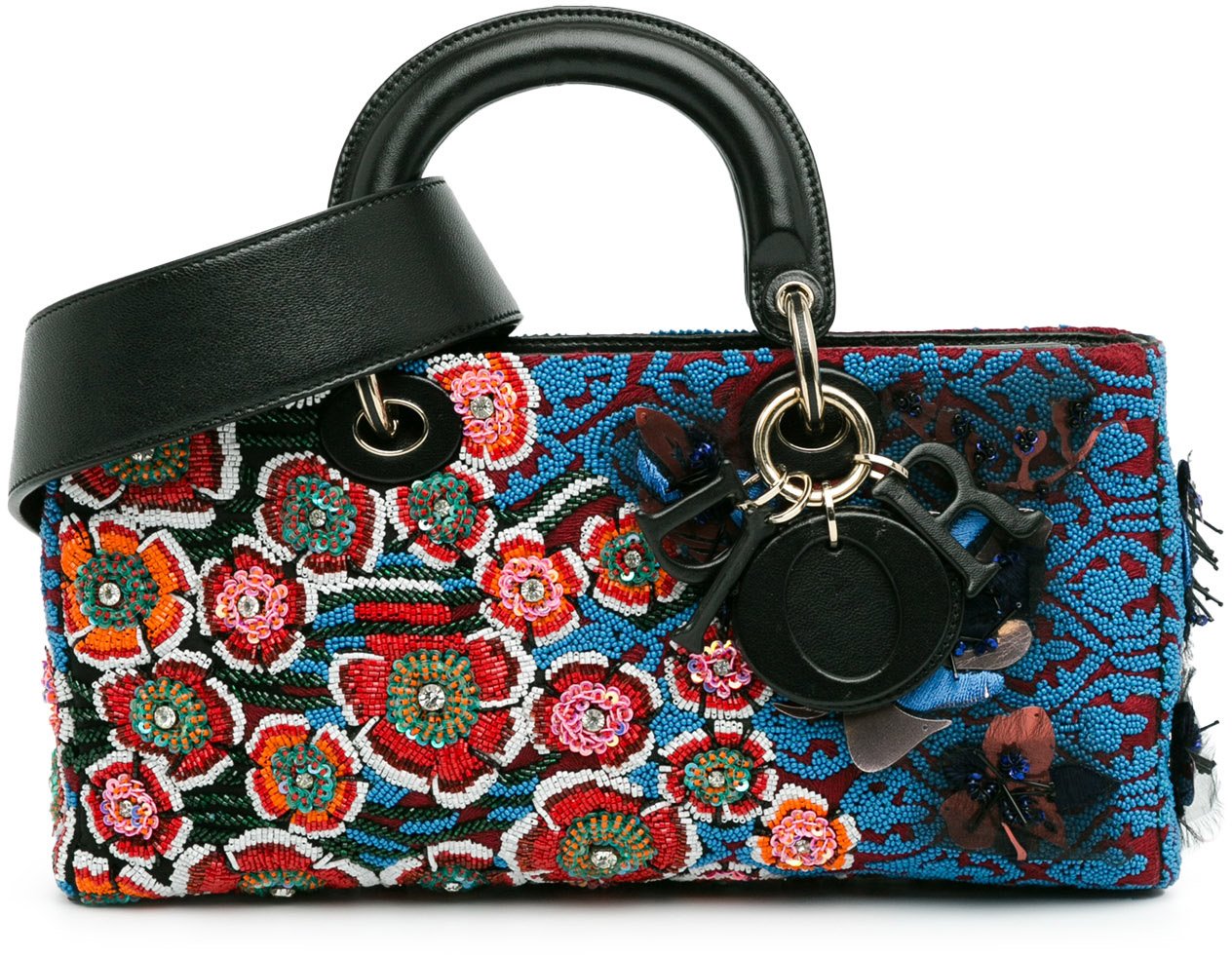 Dior Medium Beaded Ribbon Embroidered Floral Lady D Joy Blauw