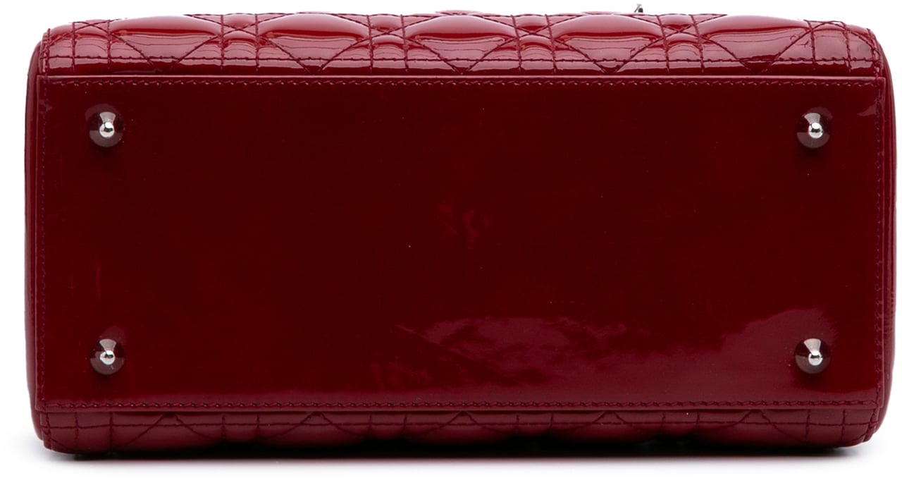 Dior Medium Patent Cannage Lady Dior Rood