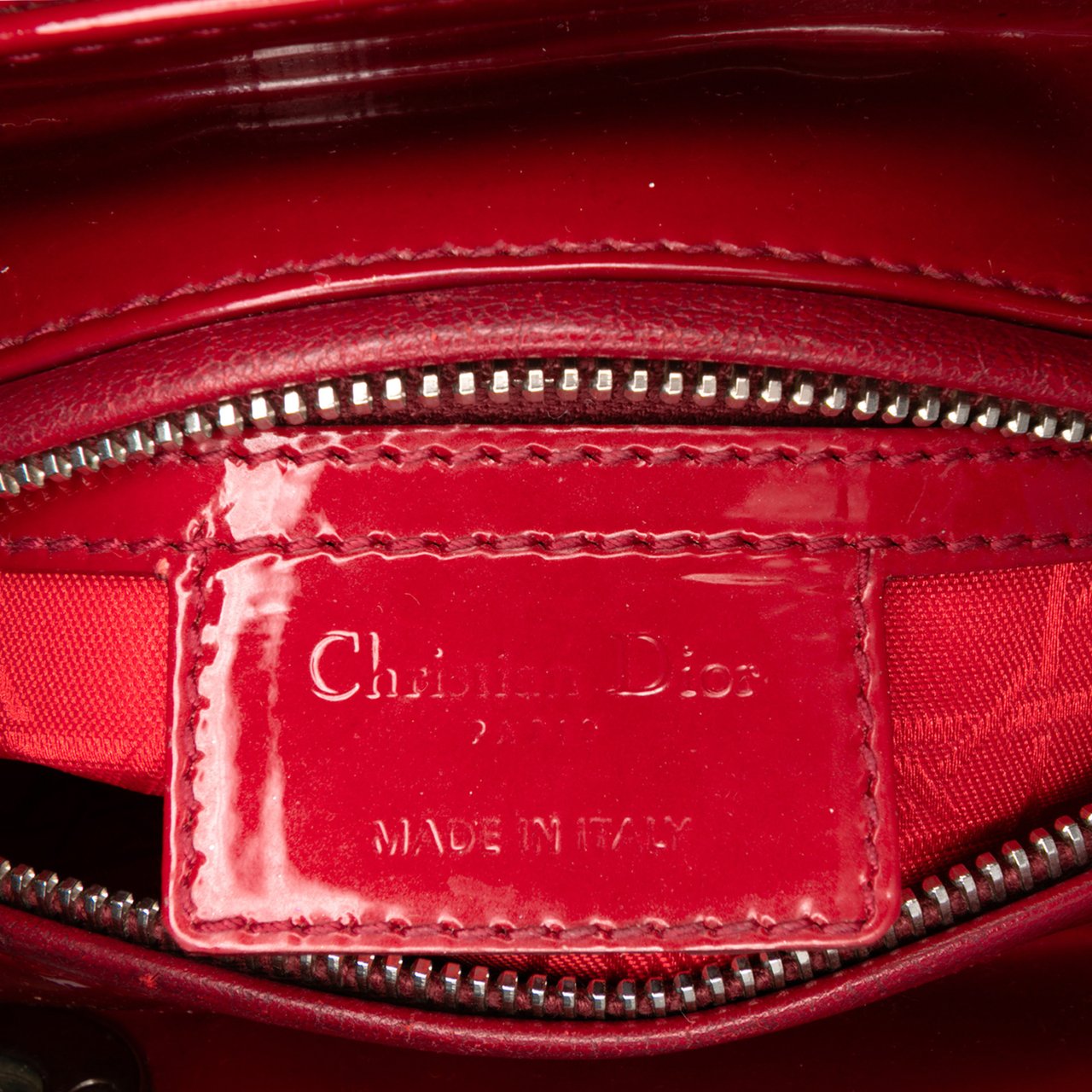 Dior Medium Patent Cannage Lady Dior Rood