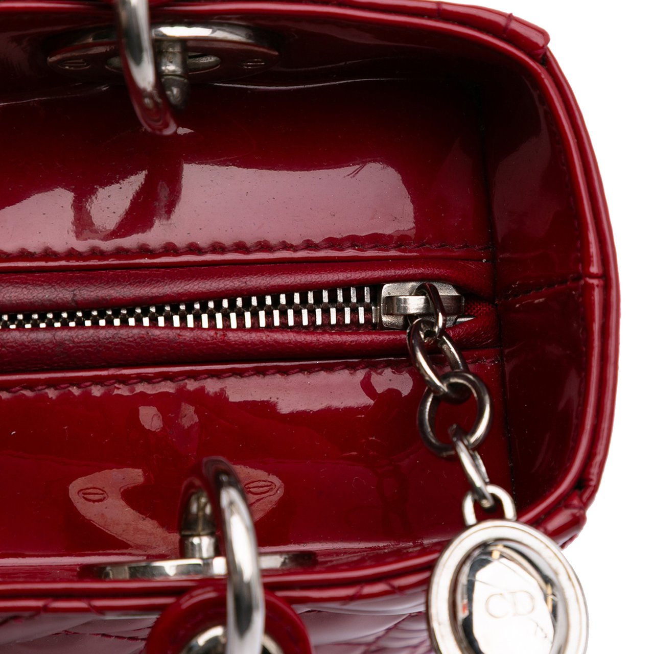 Dior Medium Patent Cannage Lady Dior Rood