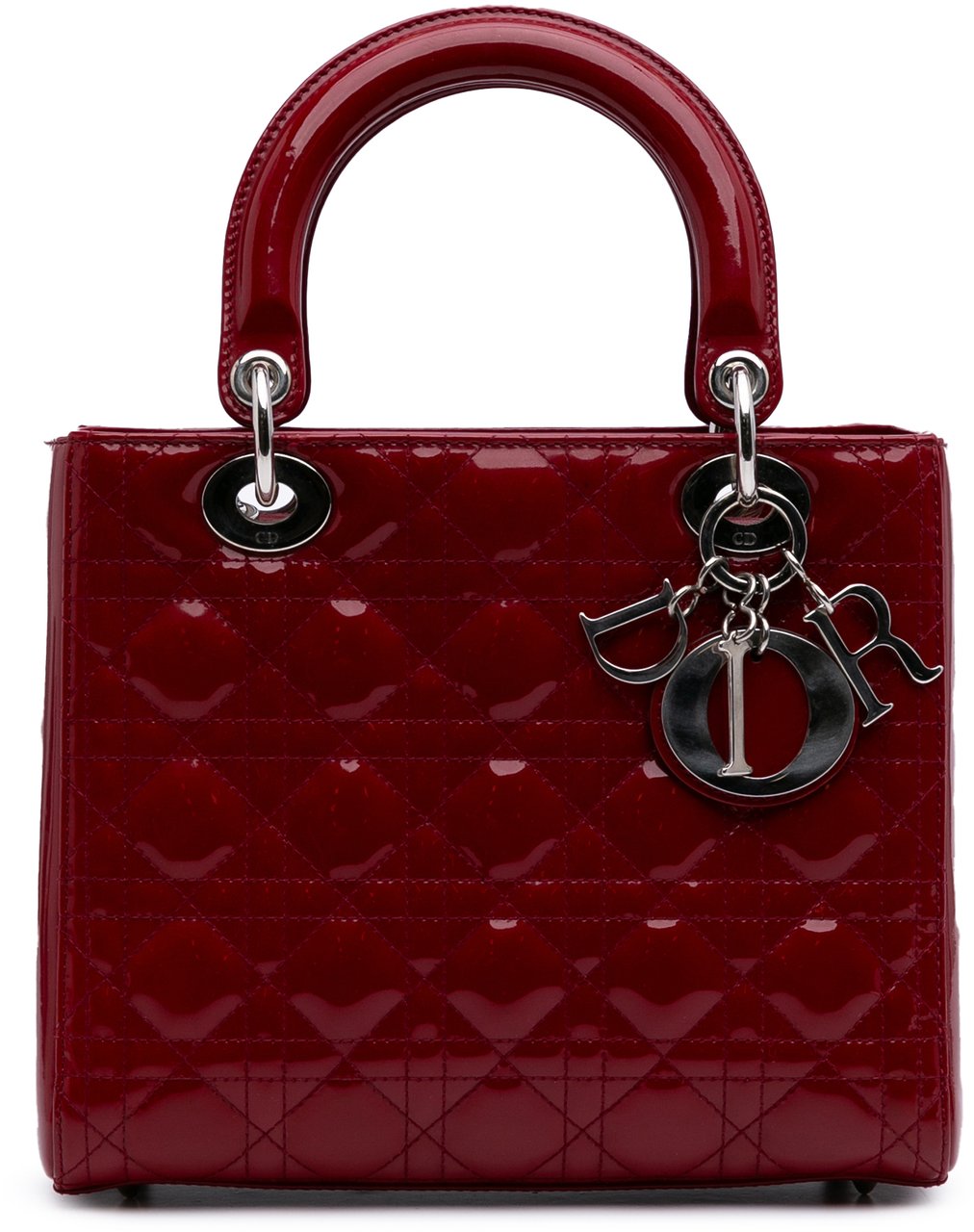 Dior Medium Patent Cannage Lady Dior Rood
