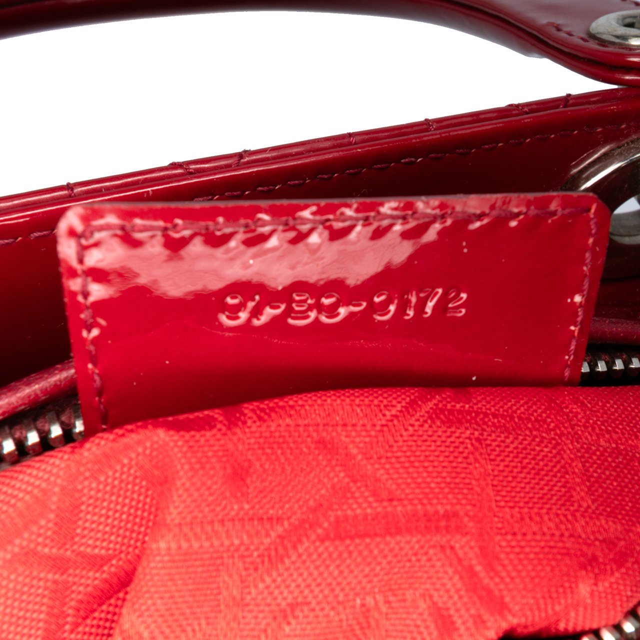 Dior Medium Patent Cannage Lady Dior Rood
