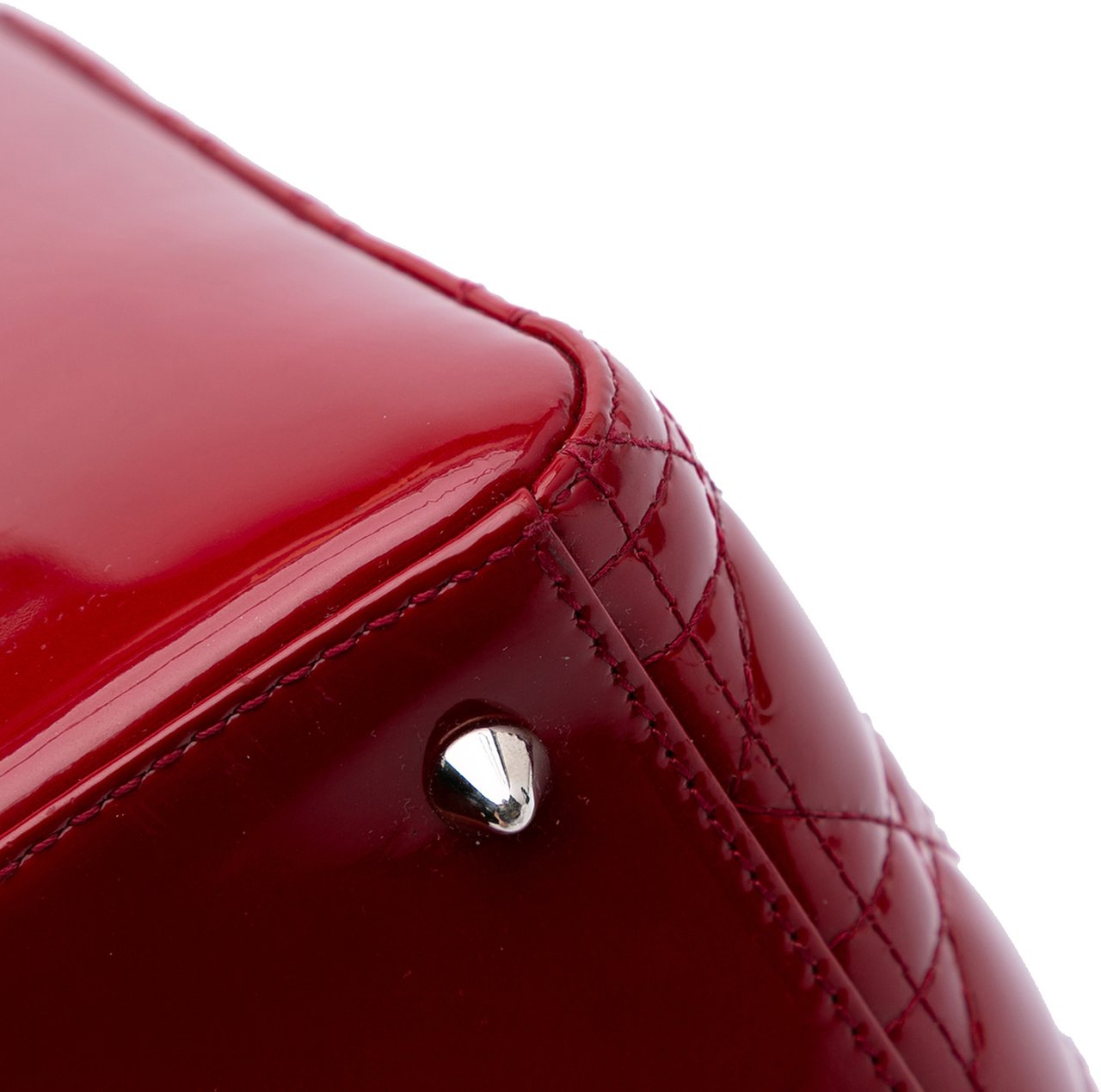 Dior Medium Patent Cannage Lady Dior Rood