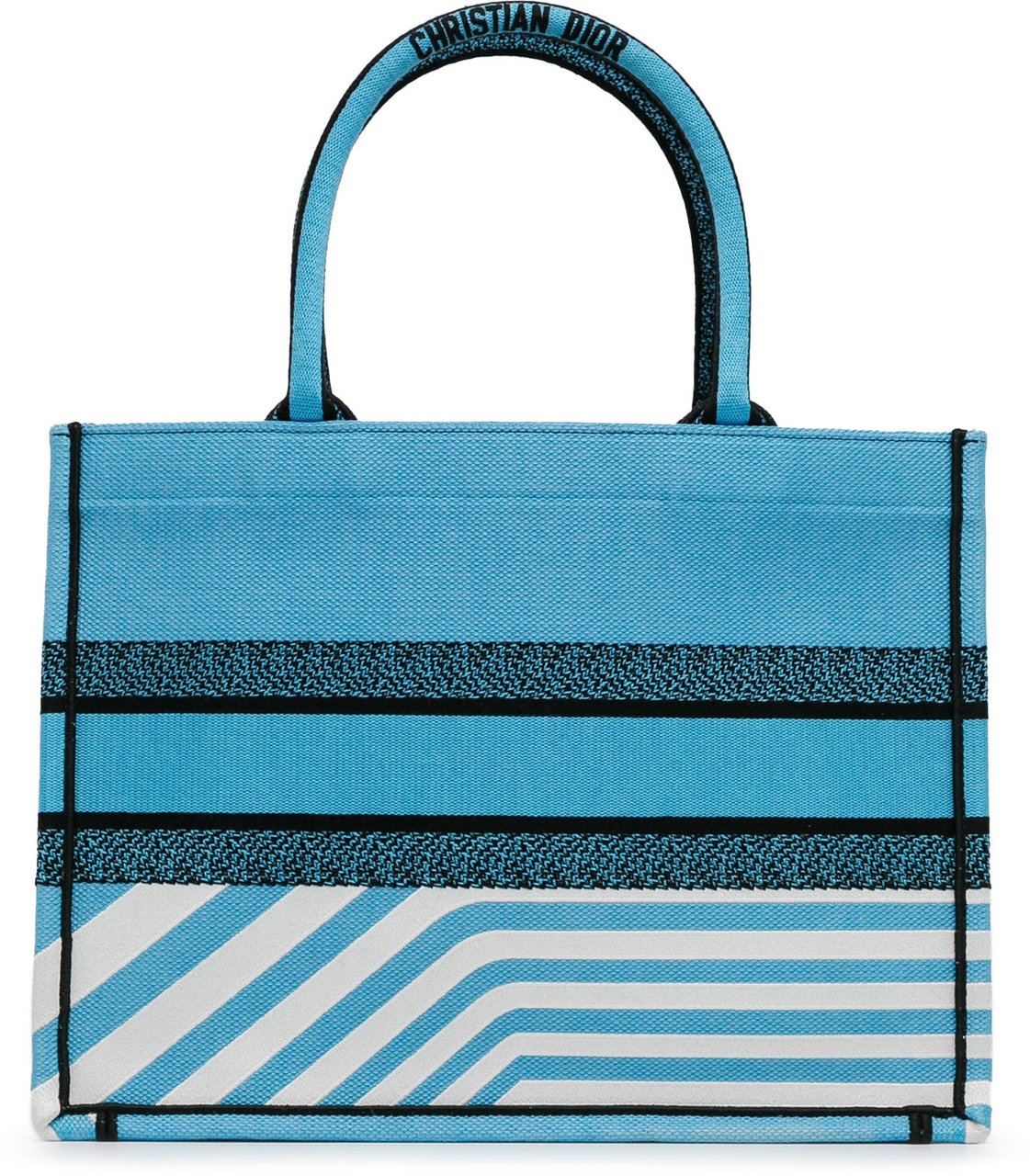 Dior Medium Embroidered Canvas Zebra D Jungle Pop Book Tote Blauw