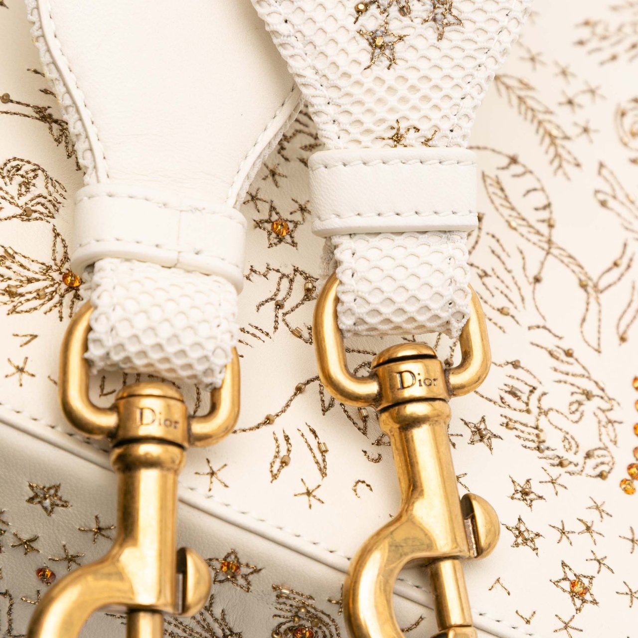 Dior Medium Calfskin Embroidered Astrology Lady Dior Bruin