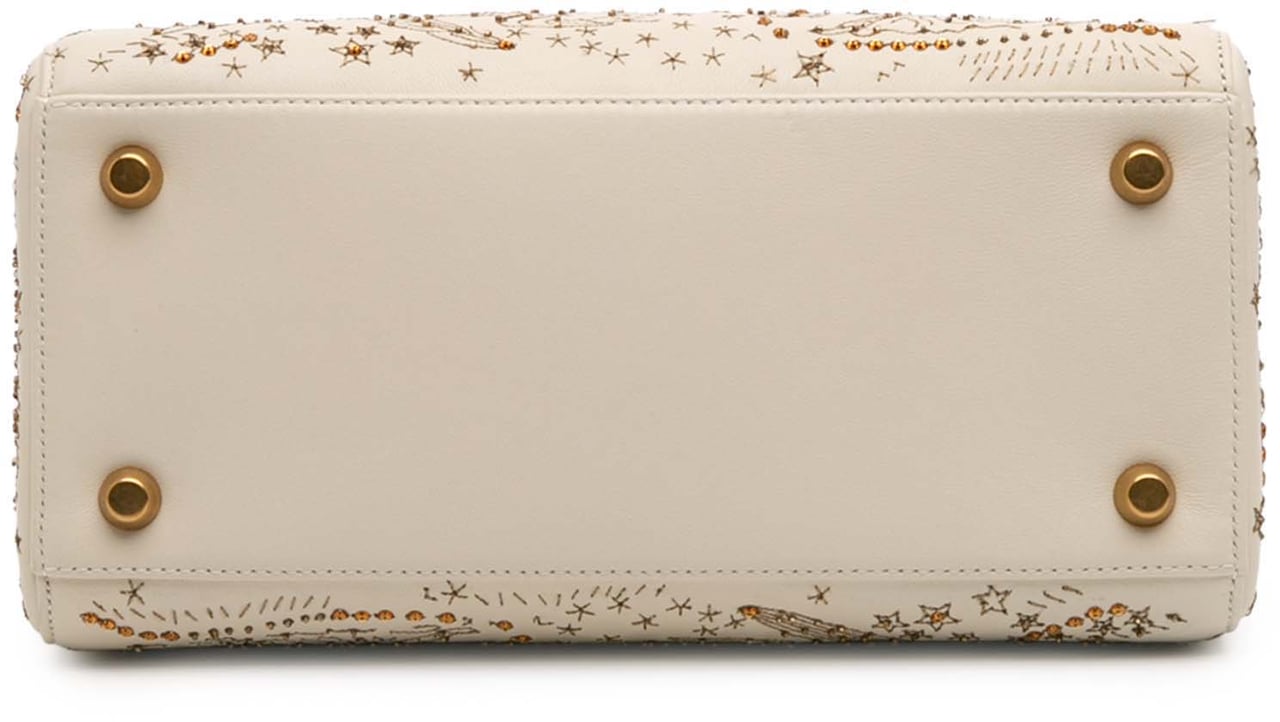 Dior Medium Calfskin Embroidered Astrology Lady Dior Bruin