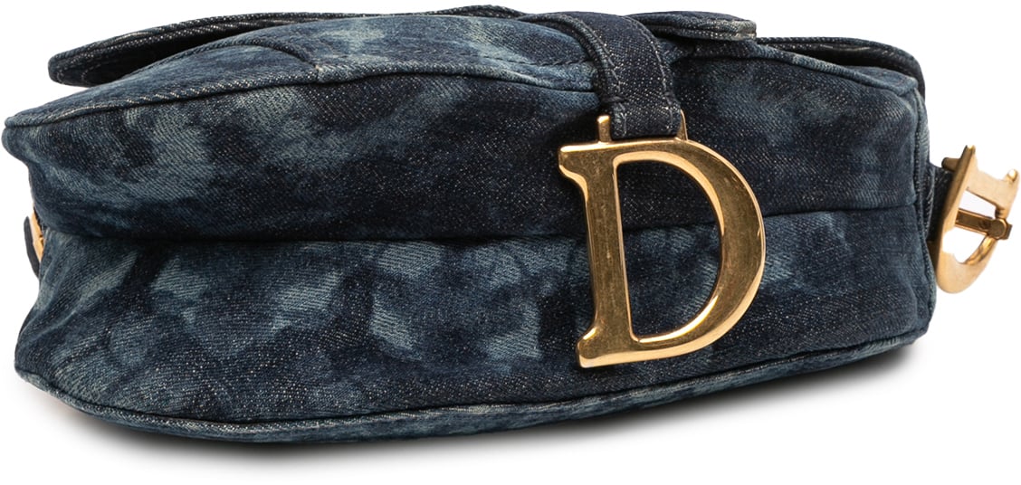 Dior Denim Tie Dye Saddle Bag Blauw