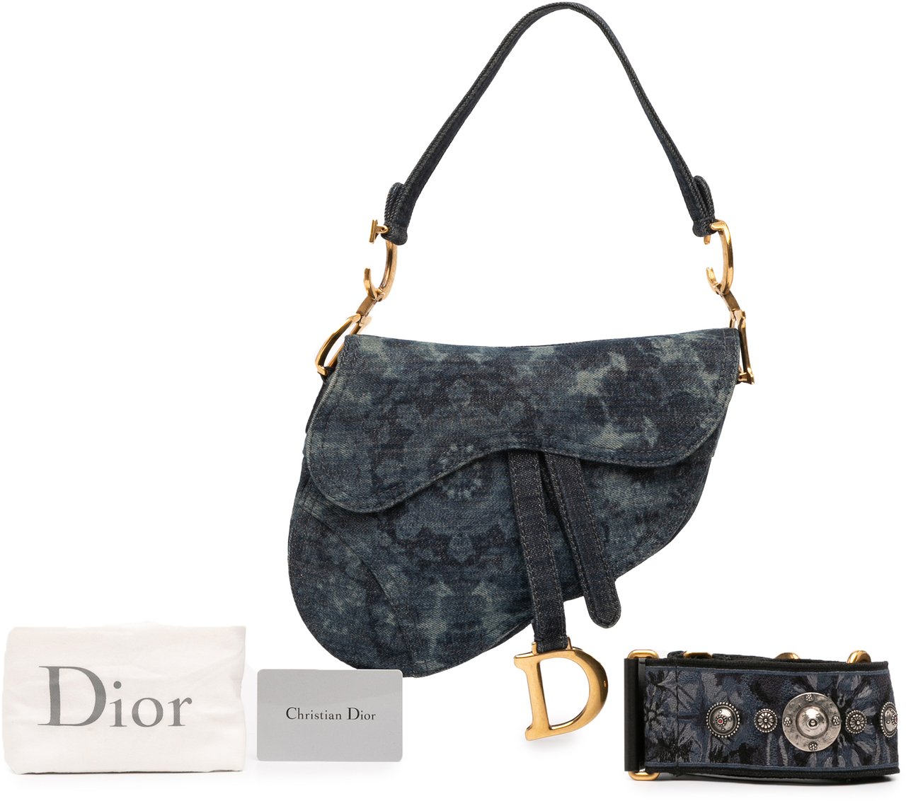 Dior Denim Tie Dye Saddle Bag Blauw