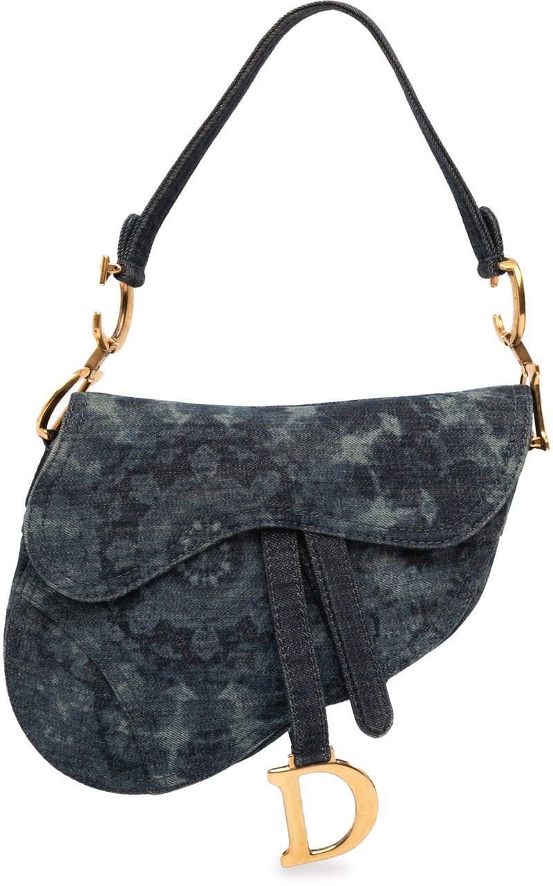 Dior Denim Tie Dye Saddle Bag Blauw
