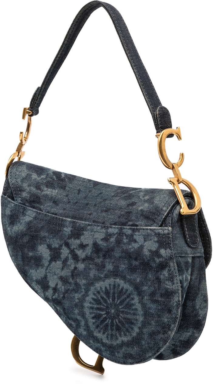 Dior Denim Tie Dye Saddle Bag Blauw