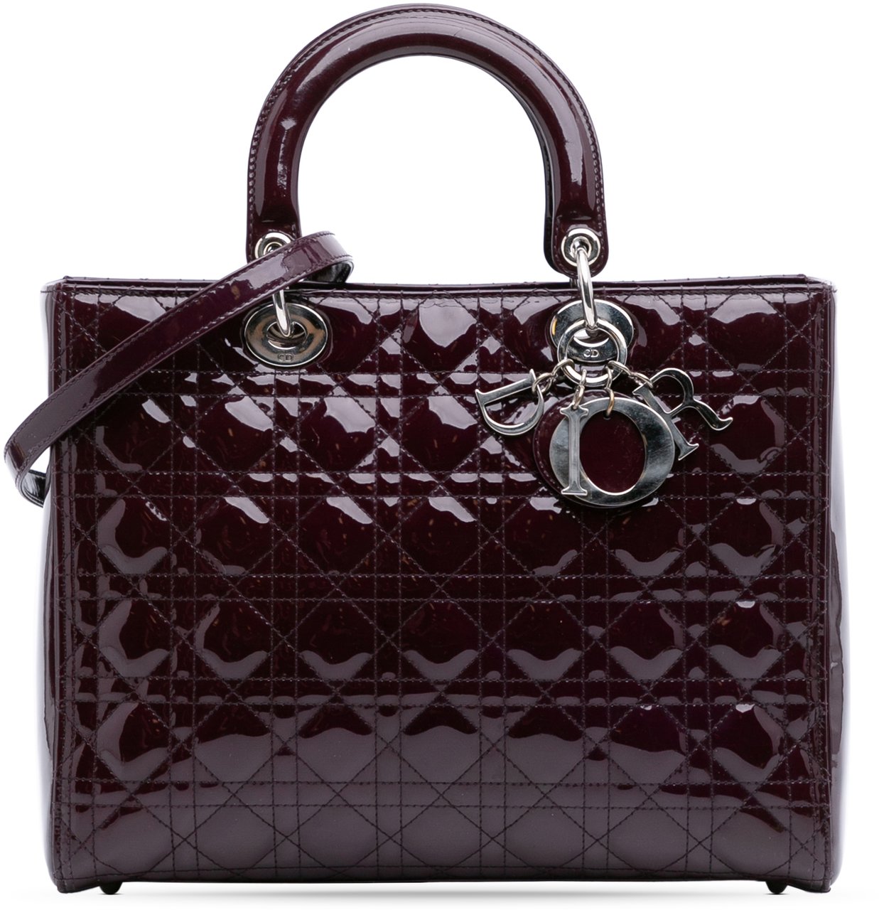 Dior Large Patent Cannage Lady Dior Paars