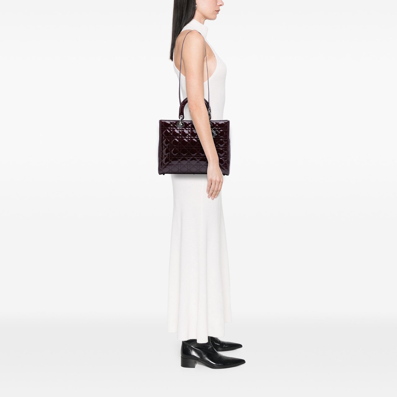 Dior Large Patent Cannage Lady Dior Paars