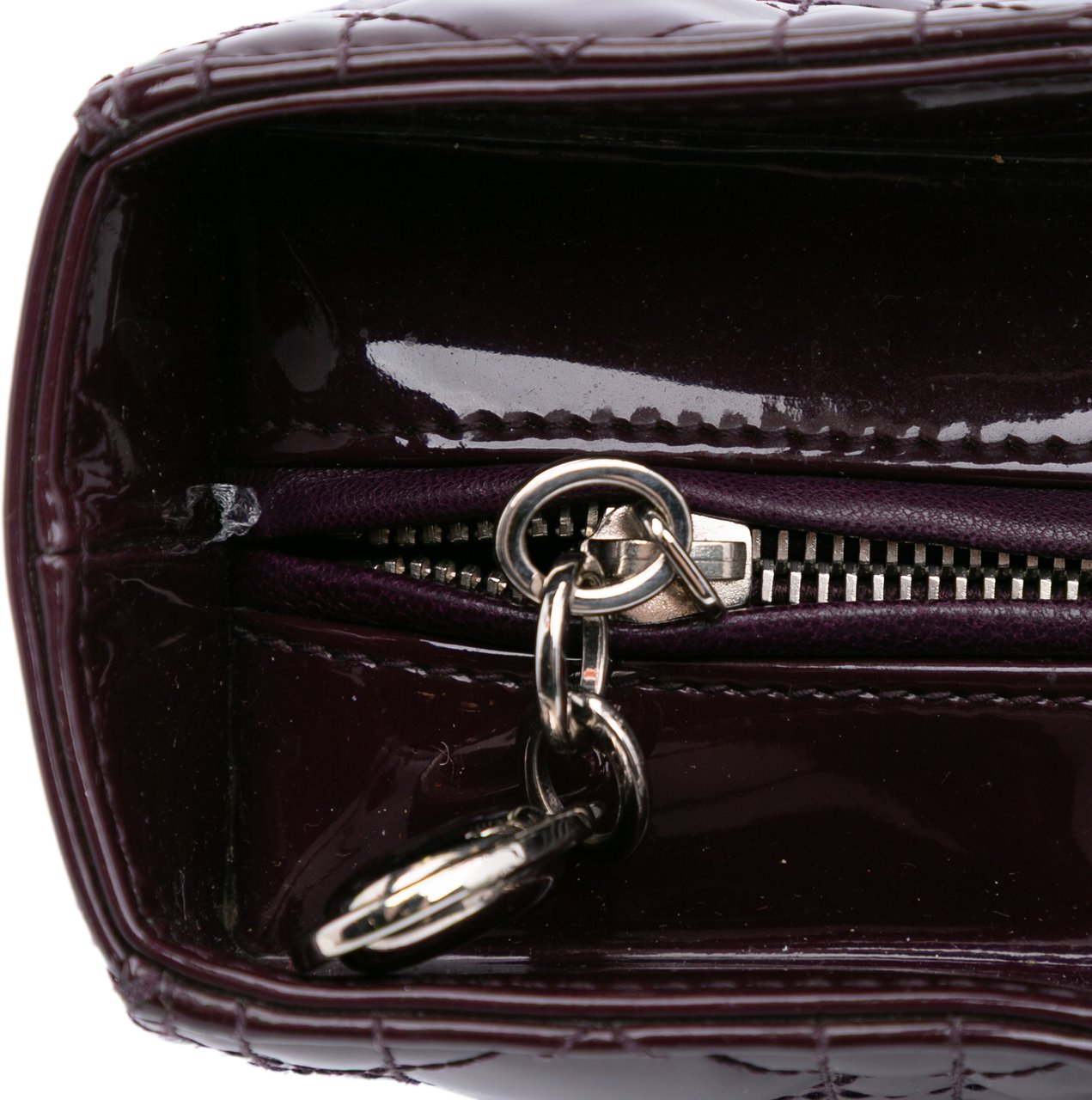 Dior Large Patent Cannage Lady Dior Paars