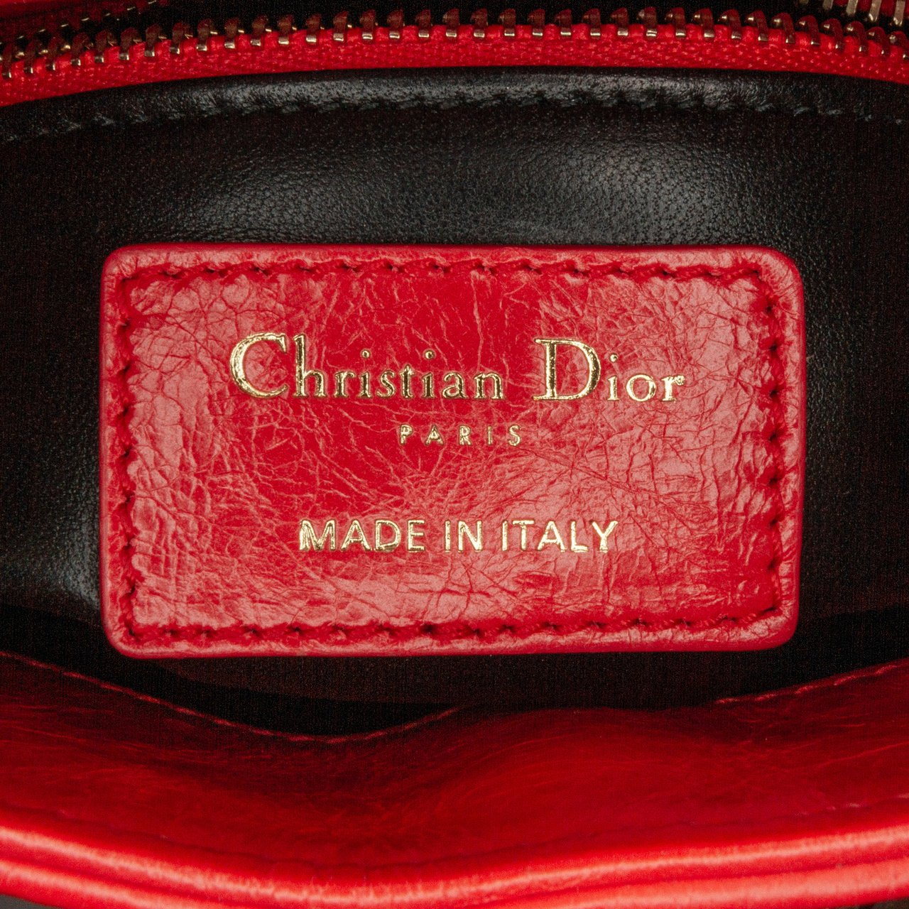 Dior Mini Calfskin Sequin Embellished Lady Dior Rood