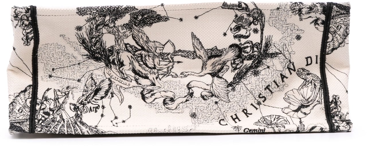 Dior Large Canvas Embroidered Zodiac Toile De Jouy Book Tote Wit