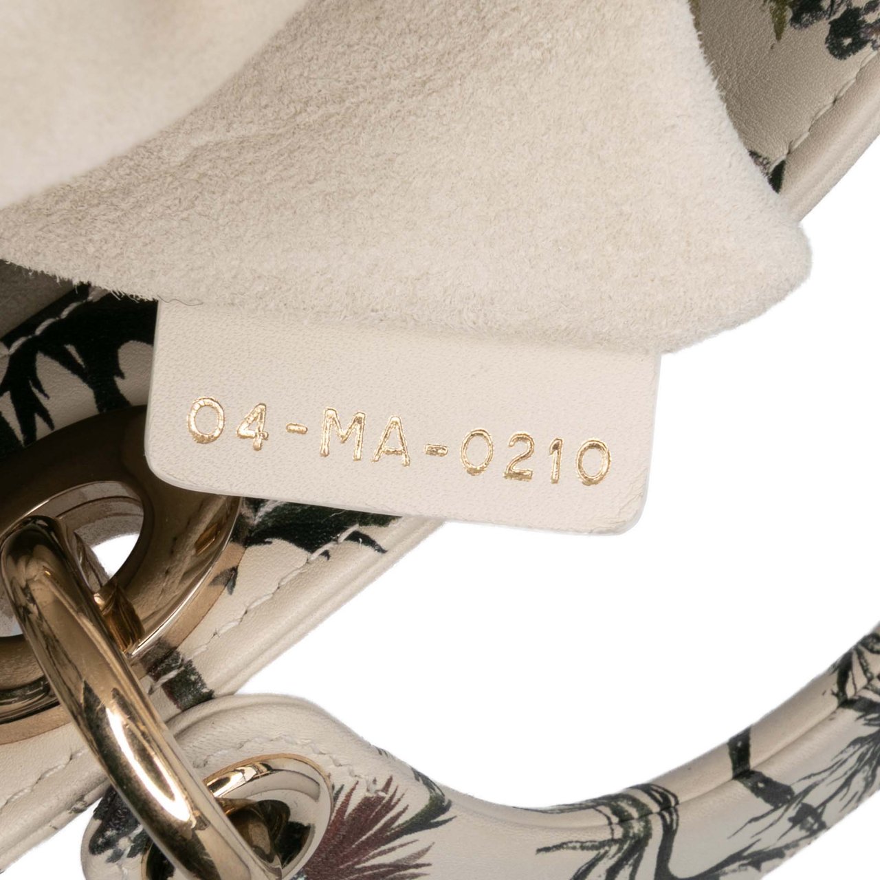 Dior Mini Calfskin Beaded Embroidered Jardin Naturel Lady Dior Wit