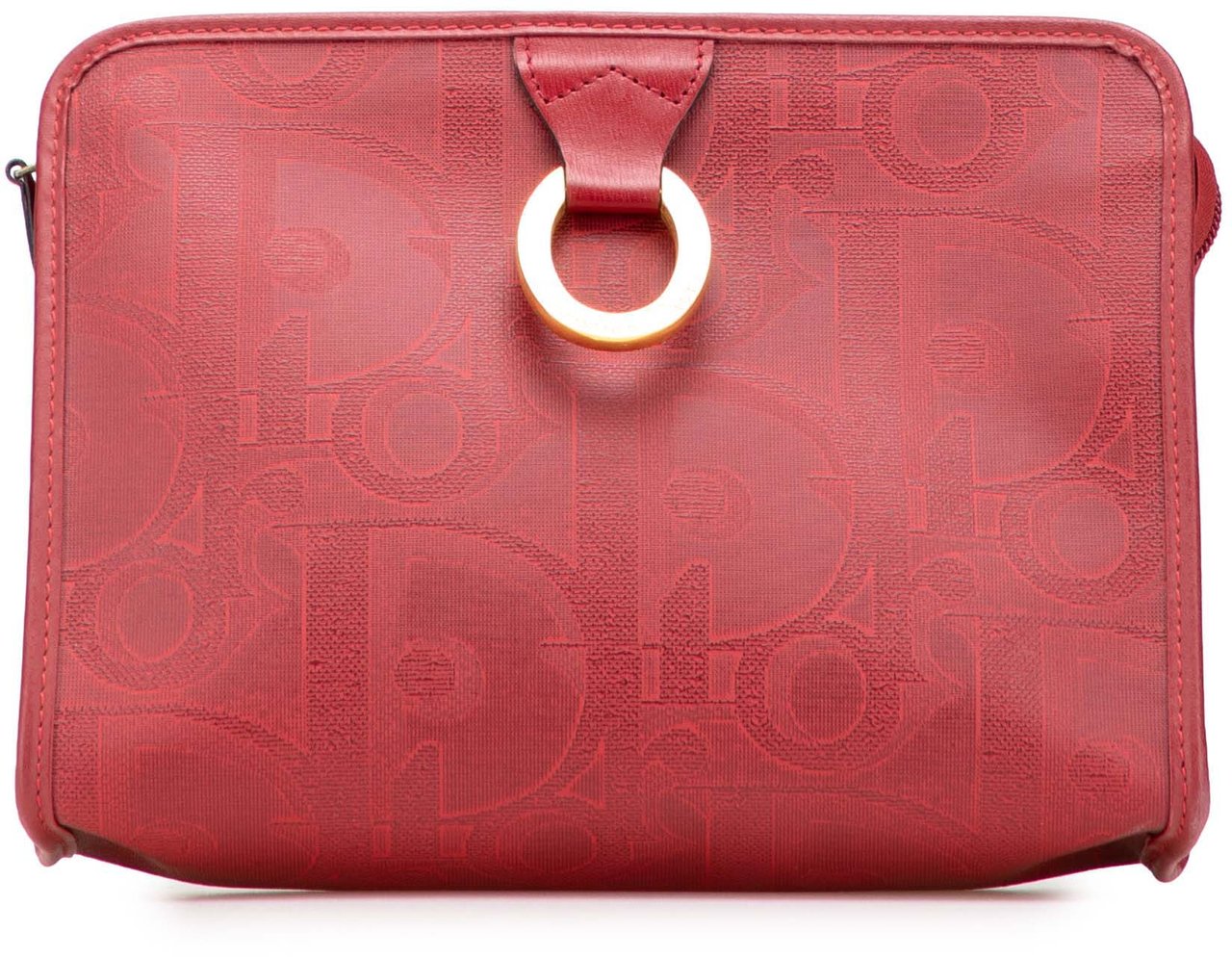 Dior Diorissimo Trotter Coated Canvas Clutch Rood