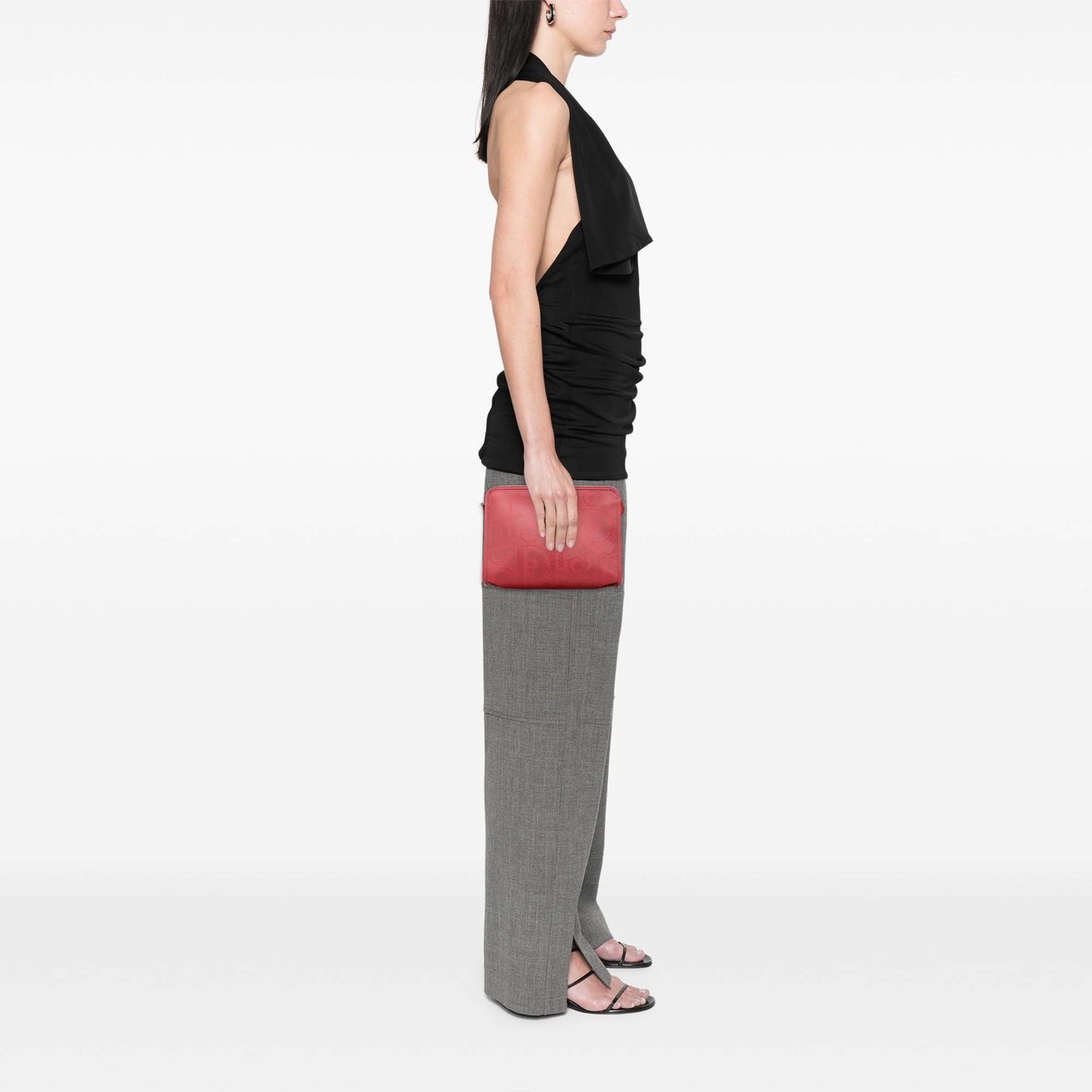 Dior Diorissimo Trotter Coated Canvas Clutch Rood