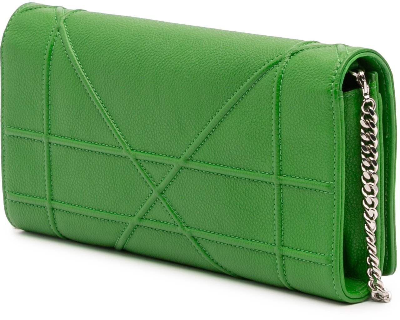 Dior Grained Calfskin Diorama Croisiere Wallet on Chain Groen