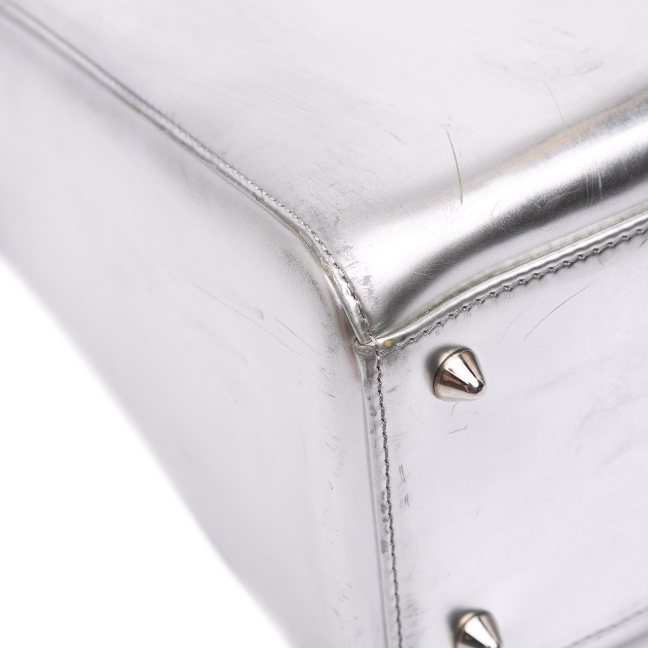 Dior Medium Metallic Patent Lady Dior Zilver