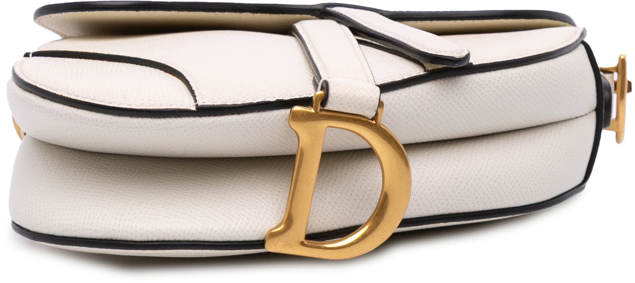 Dior Mini Grained Calfskin Saddle Bag Wit