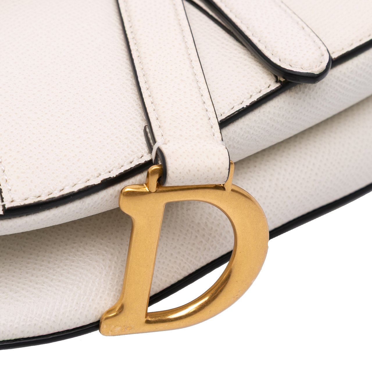 Dior Mini Grained Calfskin Saddle Bag Wit