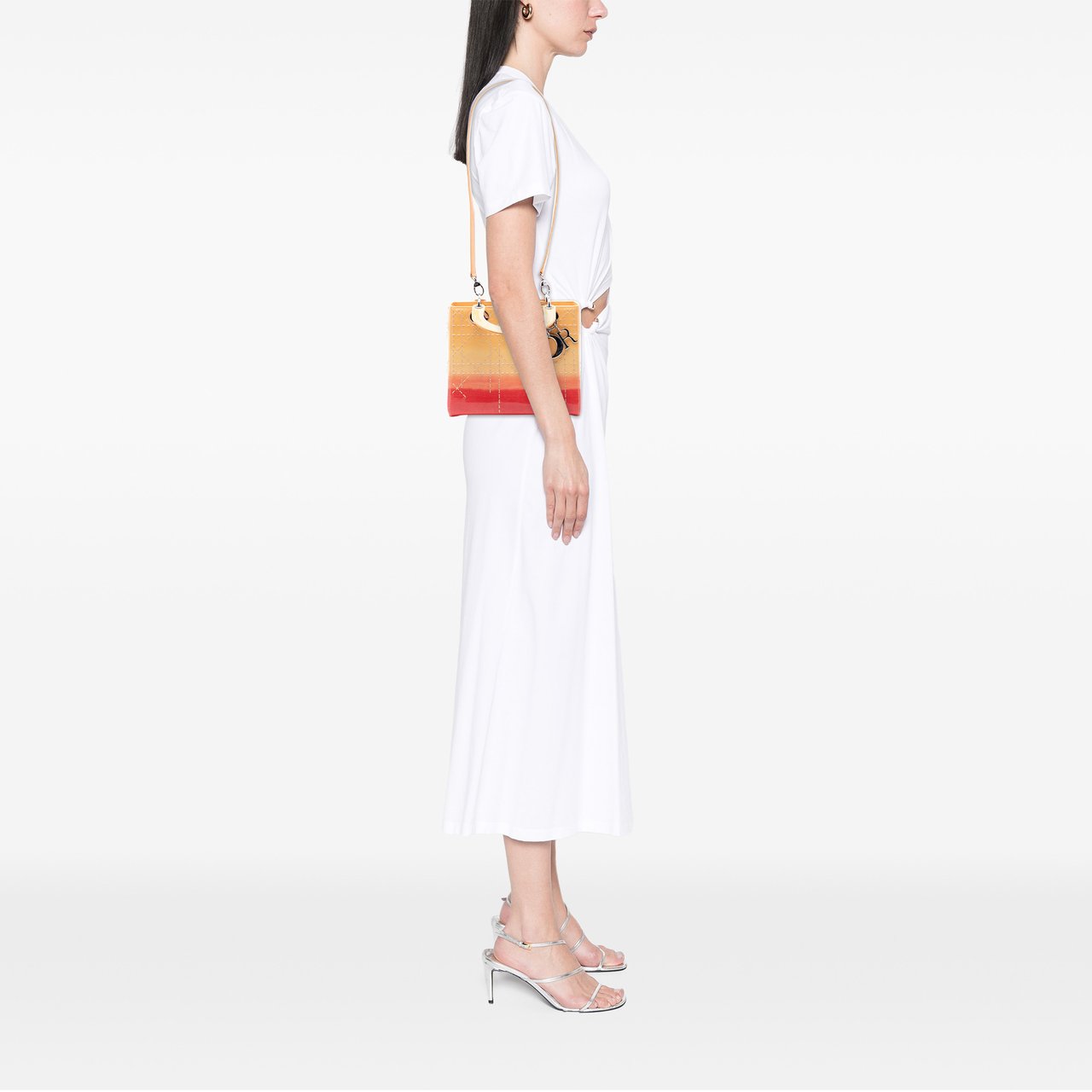 Dior Medium Ombre Patent Cannage Lady Dior Oranje