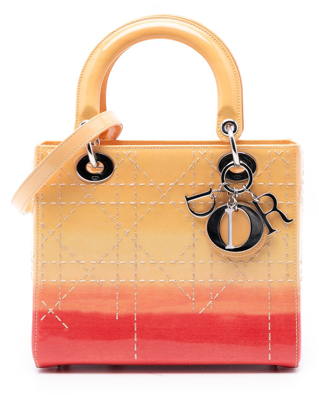 Dior Medium Ombre Patent Cannage Lady Dior Oranje