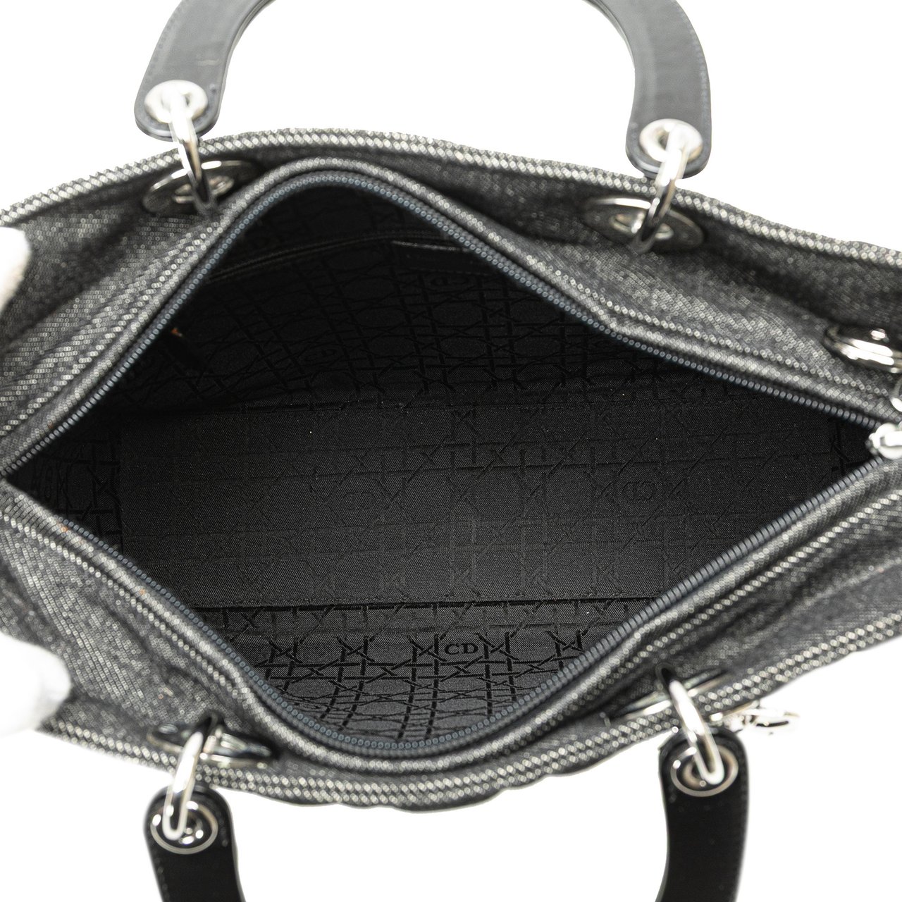 Dior Large Denim Cannage Lady Dior Zwart