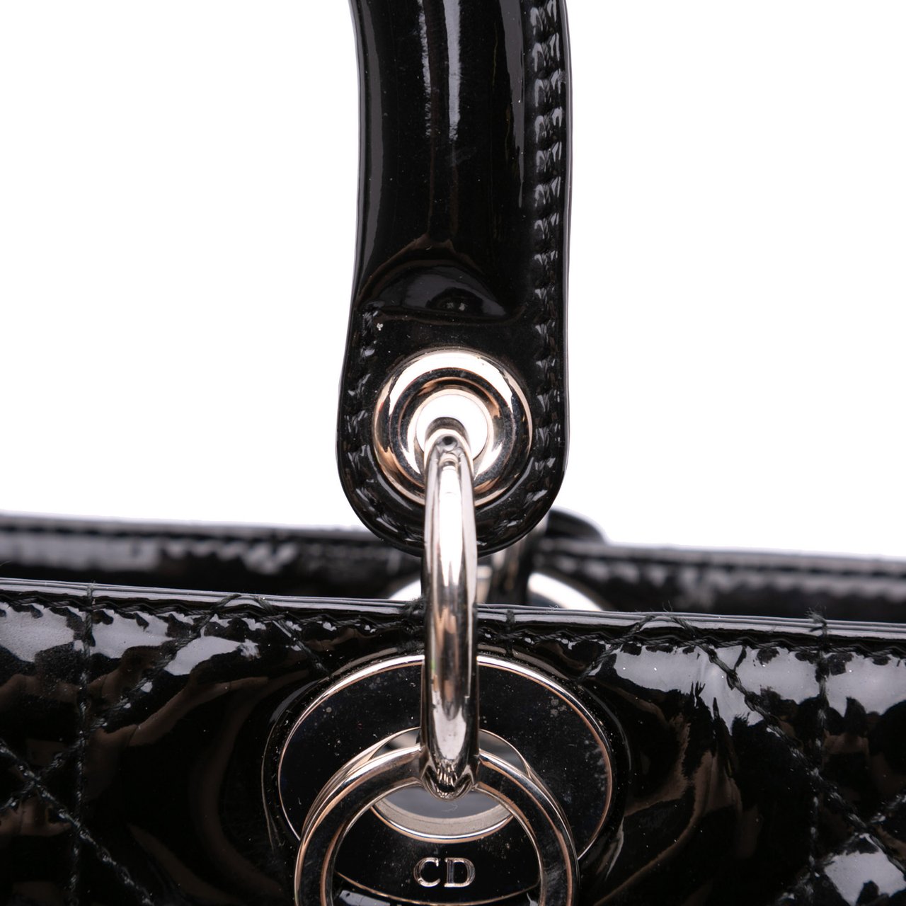 Dior Large Patent Cannage Lady Dior Zwart