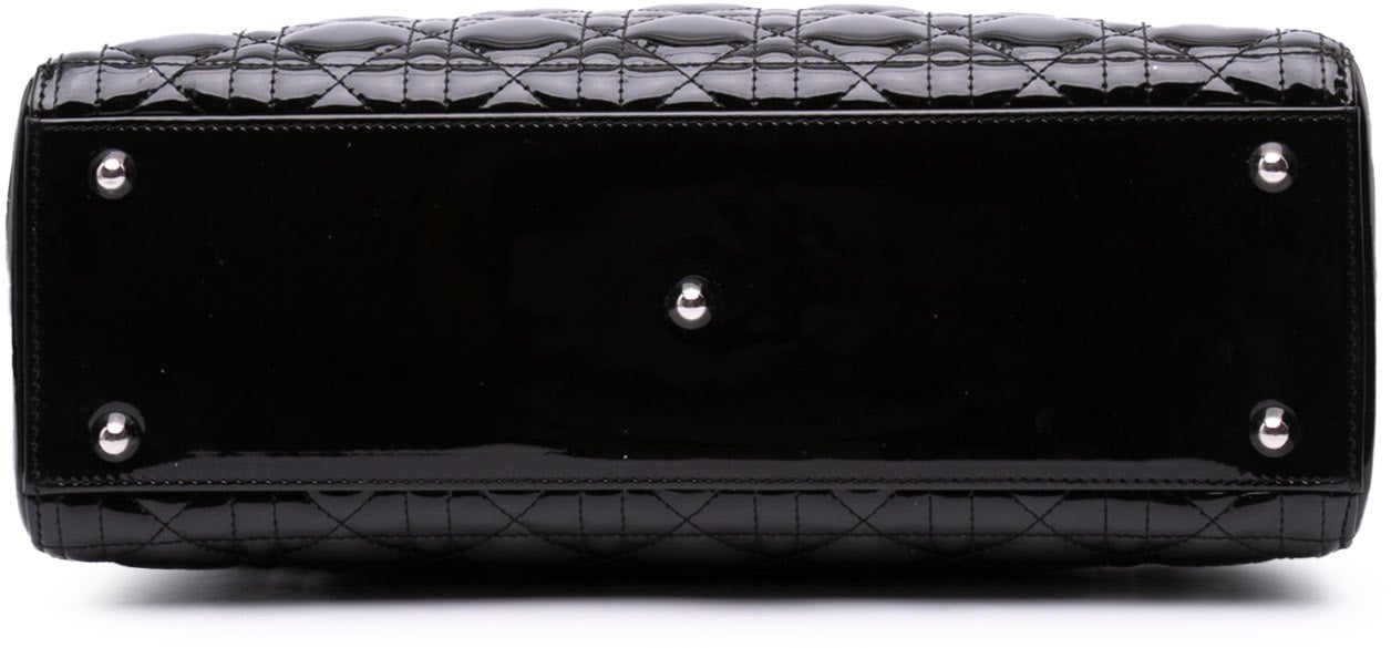 Dior Large Patent Cannage Lady Dior Zwart